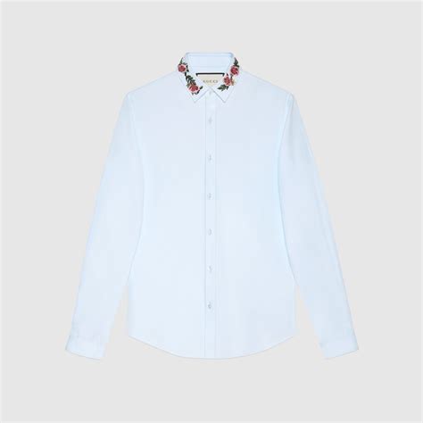 gucci duke cotton shirt with dragon embroidery size 18|Gucci Embroidered cotton poplin shirt.